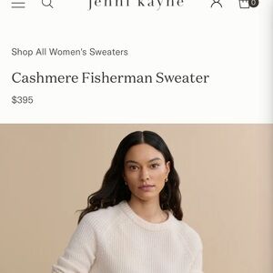 NWT Jenni Kayne cashmere fishermen sweater - ivory